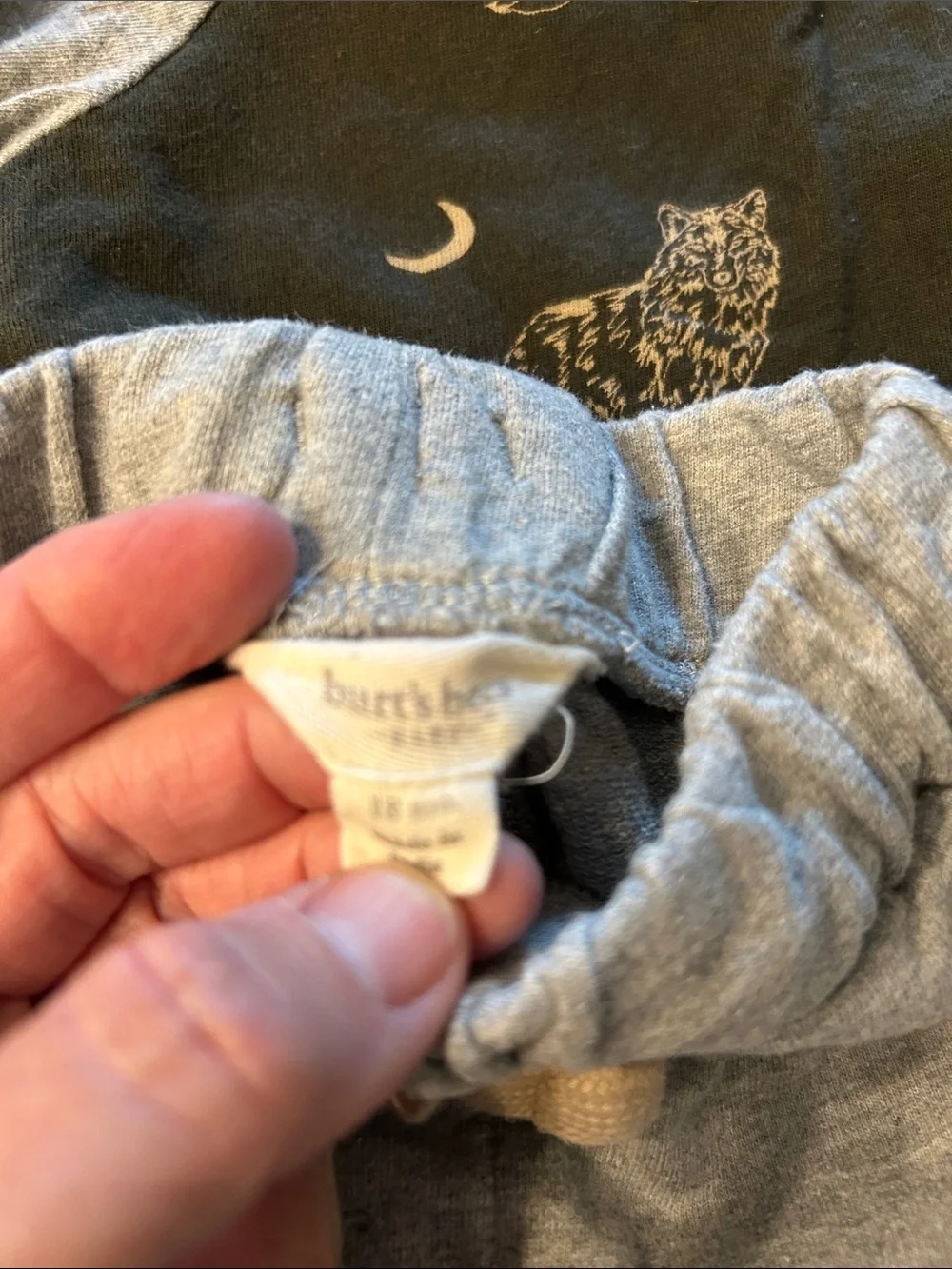Burt's Bees Kids Grey Sweatpants Joggers Set with Black Wolf Tee